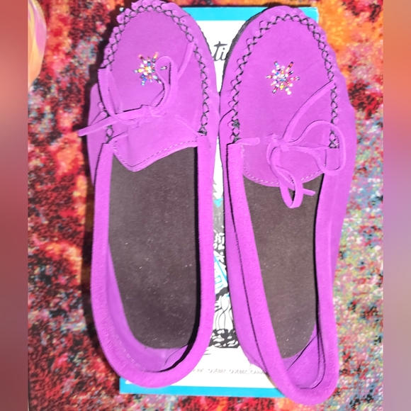 NIBA Authentic Purple Suede Moccasins size 10 - Picture 2 of 8